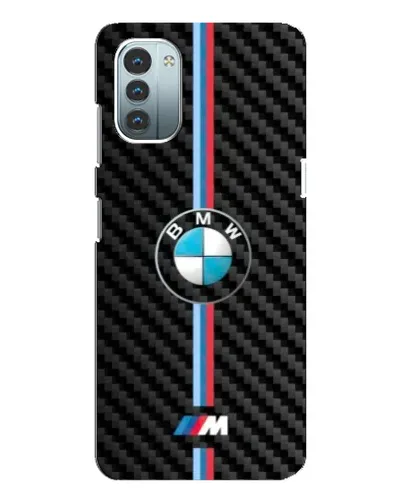 Чехол для Nokia G21 с картинкой «Эмблема BMW и карбон»
