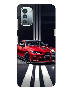 Чехол для Nokia G21 с картинкой «Красная BMW на дороге»