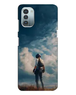 Чехол для Nokia G21 с картинкой «Герой PUBG на скале»