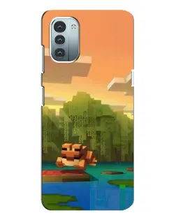Чехол для Nokia G21 с картинкой «Майнкрафт закат солнца»
