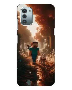 Чехол для Nokia G21 с картинкой «Стив в лесу»