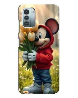 Чехол для Nokia G21 с картинкой «Микки с тюльпанами»