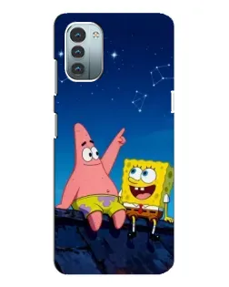 Чехол для Nokia G21 с картинкой «Губка Боб и Патрик ночью»