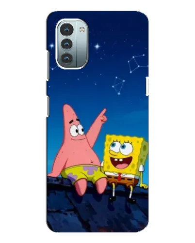 Чехол для Nokia G21 с картинкой «Губка Боб и Патрик ночью»
