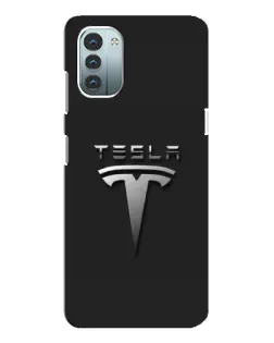Чехол для Nokia G21 с картинкой «Стальной логотип Tesla»