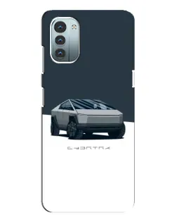 Чехол для Nokia G21 с картинкой «Серебристый Cybertruck Tesla»