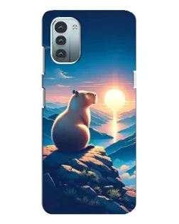 Чехол для Nokia G21 с картинкой «Закат солнца с капибарой»