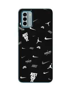 Чехол для Nokia G22 с картинкой «Nike Black Pattern»