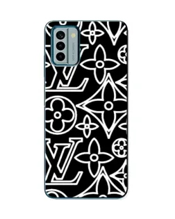 Чехол для Nokia G22 с картинкой «Черно-белый узор LV»