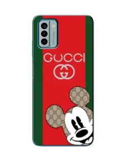 Чехол для Nokia G22 с картинкой «Gucci — полосы и Микки»