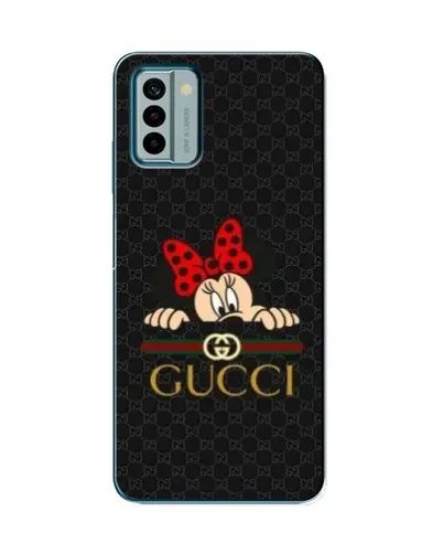 Чехол для Nokia G22 с картинкой «Минни Маус Gucci — черный»