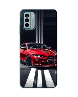 Чехол для Nokia G22 с картинкой «Красная BMW на дороге»