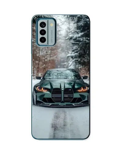 Чехол для Nokia G22 с картинкой «BMW в зимнем лесу»