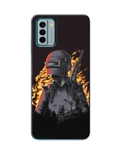 Чехол для Nokia G22 с картинкой «PUBG — огненный силуэт»