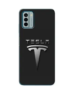 Чехол для Nokia G22 с картинкой «Стальной логотип Tesla»