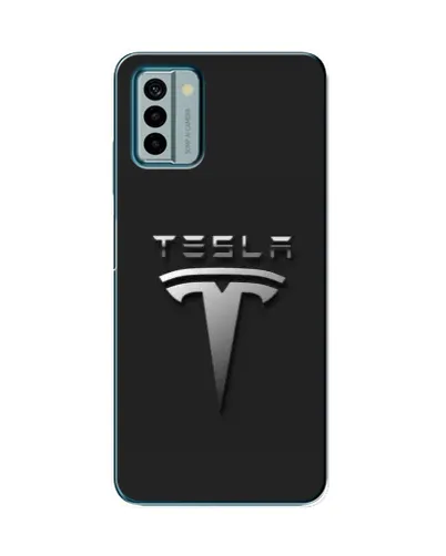 Чехол для Nokia G22 с картинкой «Стальной логотип Tesla»