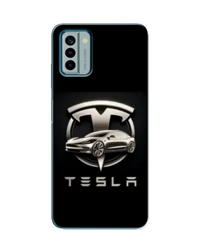 Чехол для Nokia G22 с картинкой «Tesla — серебристое авто»