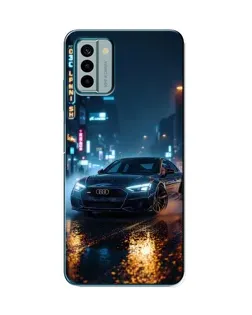 Чехол для Nokia G22 с картинкой «Ночной город и Audi»