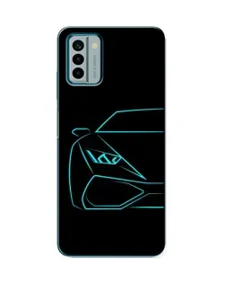 Чехол для Nokia G22 с картинкой «Голубой силуэт Lamborghini»