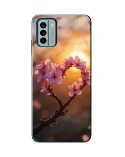 Чохол для Nokia G22 з картинкою «Рожевий цвіт  сердечко на тлі заходу»