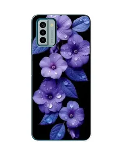 Чохол для Nokia G22 з картинкою «Фіолетові квіти з росою»