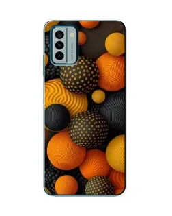 Чехол для Nokia G22 с картинкой «Объемные оранжевые сферы»
