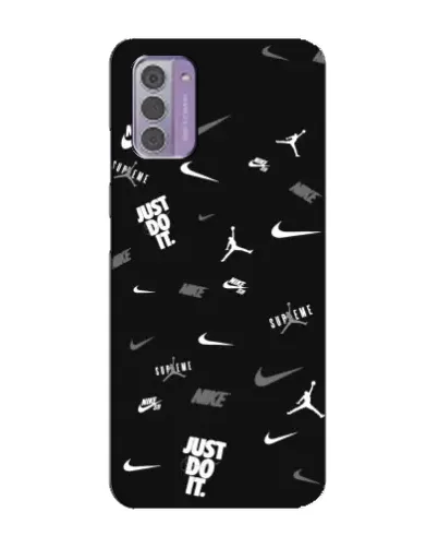 Чехол для Nokia G42 с картинкой «Nike Black Pattern»