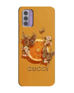 Чехол для Nokia G42 с картинкой «Gucci — золотые бабочки»