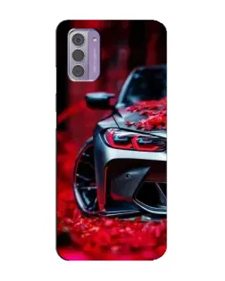 Чохол для Nokia G42 з картинкою «Спортивна BMW та квіти»