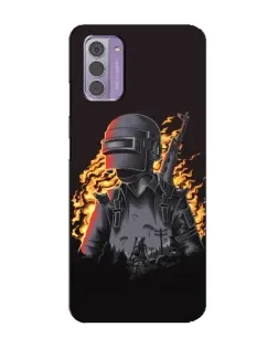 Чехол для Nokia G42 с картинкой «PUBG — огненный силуэт»