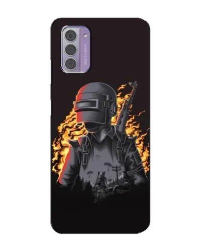 Чехол для Nokia G42 с картинкой «PUBG — огненный силуэт» Чехол для Nokia G42 с картинкой «PUBG — огненный силуэт»