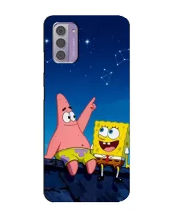 Чехол для Nokia G42 с картинкой «Губка Боб и Патрик ночью»