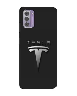 Чехол для Nokia G42 с картинкой «Стальной логотип Tesla»