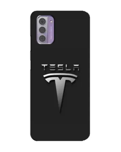 Чехол для Nokia G42 с картинкой «Стальной логотип Tesla»
