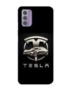 Чехол для Nokia G42 с картинкой «Tesla — серебристое авто»