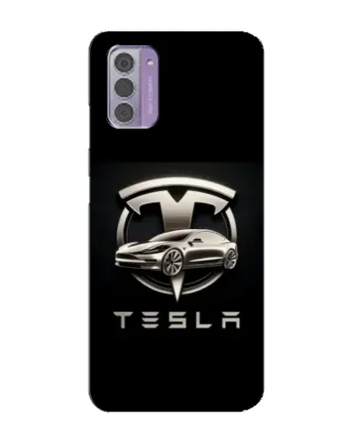 Чехол для Nokia G42 с картинкой «Tesla — серебристое авто»