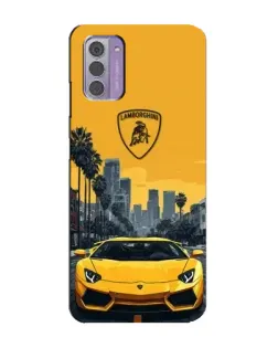 Чохол для Nokia G42 з картинкою «Жовтий Lamborghini місто»