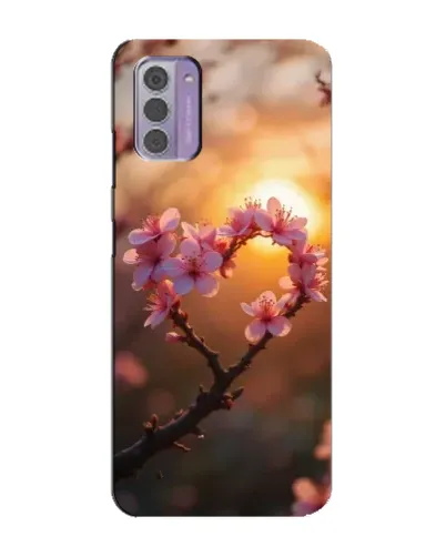 Чехол для Nokia G42 с картинкой «Розовый цвет сердце на фоне заката»
