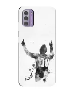 Чехол для Nokia G42 с картинкой «Черно-белый силуэт Месси» Чехол для Nokia G42 с картинкой «Черно-белый силуэт Месси»