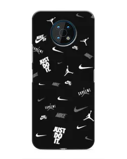 Чехол для Nokia G50 с картинкой «Nike Black Pattern»