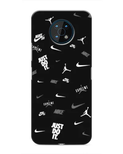 Чехол для Nokia G50 с картинкой «Nike Black Pattern»