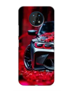 Чехол для Nokia G50 с картинкой «Спортивная BMW и цветы»