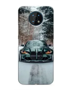 Чехол для Nokia G50 с картинкой «BMW в зимнем лесу»