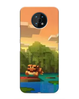 Чехол для Nokia G50 с картинкой «Майнкрафт закат солнца»