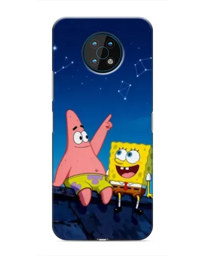 Чехол для Nokia G50 с картинкой «Губка Боб и Патрик ночью»