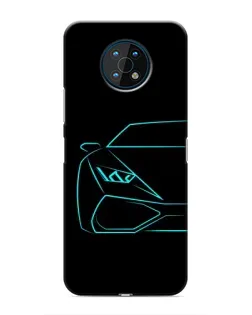 Чехол для Nokia G50 с картинкой «Голубой силуэт Lamborghini»