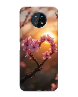 Чехол для Nokia G50 с картинкой «Розовый цвет сердце на фоне заката»