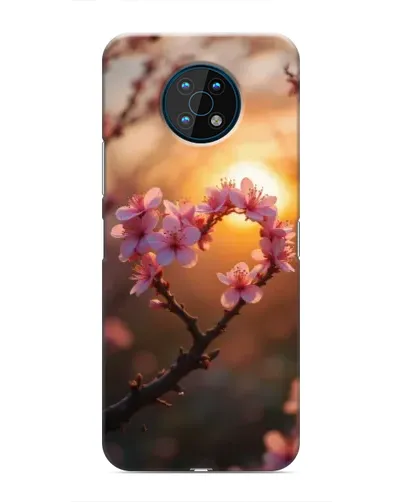 Чехол для Nokia G50 с картинкой «Розовый цвет сердце на фоне заката»