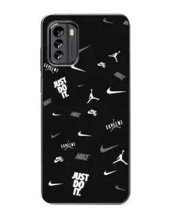 Чехол для Nokia G60 с картинкой «Nike Black Pattern»