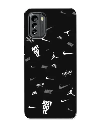 Чехол для Nokia G60 с картинкой «Nike Black Pattern»